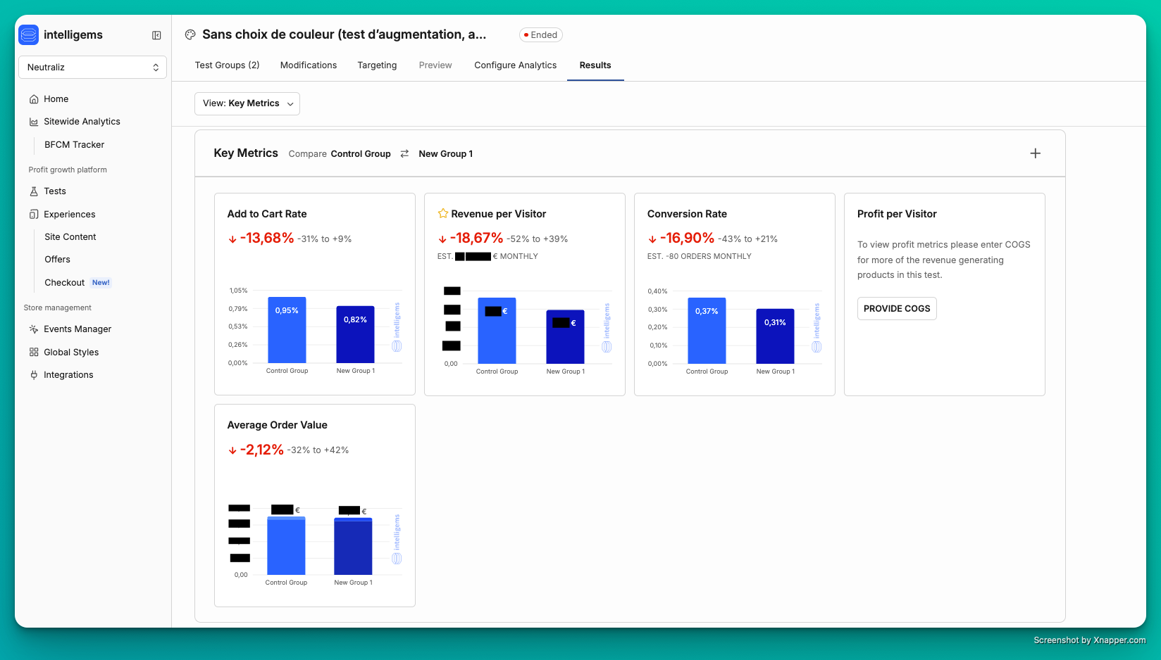 Résultats test sans sélecteur couleur